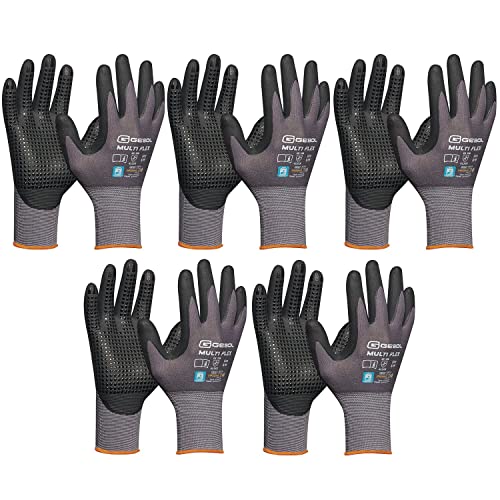 vasalat Handschuhe mit Noppen - Montagehandschuhe Gr 11 - Gebol Arbeitshandschuhe Multiflex robust und atmungsaktiv - 5 Paar von vasalat