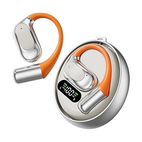 vashoy Bluetooth-Kopfhörer, Bluetooth 5.4-Sportkopfhörer, Open Ear übersetzungskopfhörer, IPX5 wasserdicht, Digitale Anzeige-LED, offener Typ, geeignet für Sport/Fitness/Laufen (Silber) von vashoy