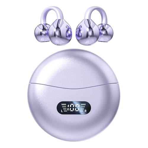 vashoy Bluetooth-Kopfhörer, Bluetooth 5.4-Sportkopfhörer, immersiver Bass, IPX5 wasserdicht, Digitale Anzeige-LED, offener Typ, geeignet für Sport/Fitness/Laufen (Lila) von vashoy