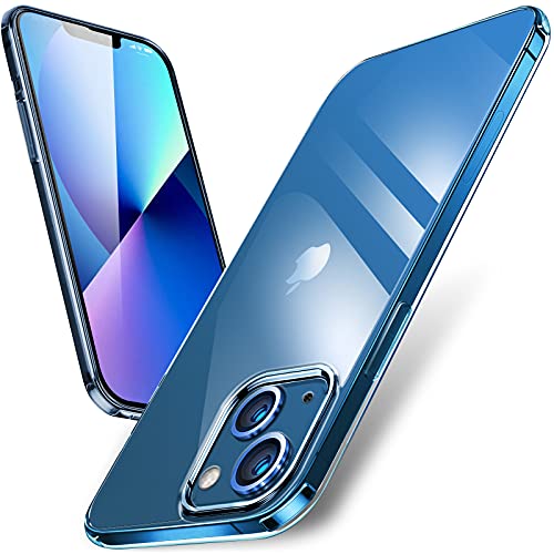 vau Clear Case Hülle kompatibel mit iPhone 13 (6.1“) – einteilig mit Glas - Rückseite (durchsichtig hart Anti-gelb) & Rahmen aus Silikon (Schutzhülle transparent weich) von vau