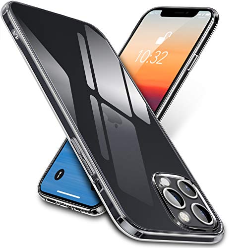 vau Clear-Case kompatibel mit iPhone 12 Pro Max (6.7“) - Hülle aus Glas (durchsichtig hart Anti-gelb) + Silikon (transparent weich) Handyhülle von vau
