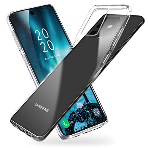 vau Hülle kompatibel mit Samsung Galaxy S20 Ultra (6.9") – SoftGrip transparent weiches Silikon-Case Handyhülle dünn durchsichtig Clear (S20Ultra / 2020) von vau