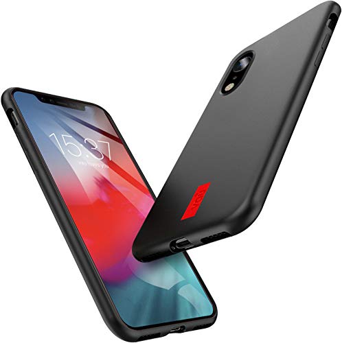 vau Hülle passend für iPhone Xr - SoftGrip Silikon Case Handyhülle dünn schwarz rot (kompatibel zu Apple iPhone 10r 6.1 LCD 2018) von vau