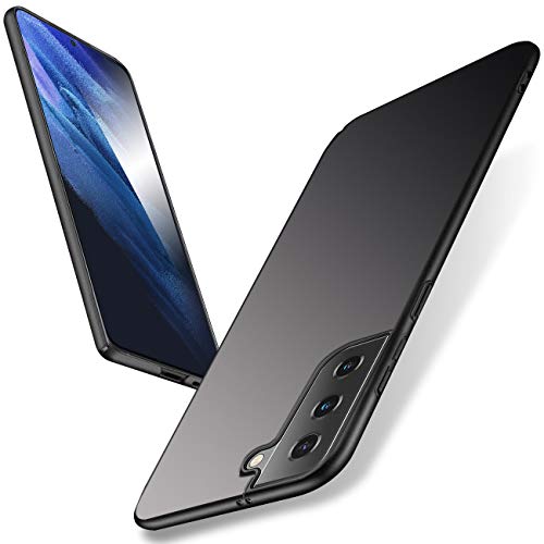 vau Slim Case kompatibel mit Samsung Galaxy S21 (6.2“) – Hülle hart dünn matt schwarz Handyhülle von vau
