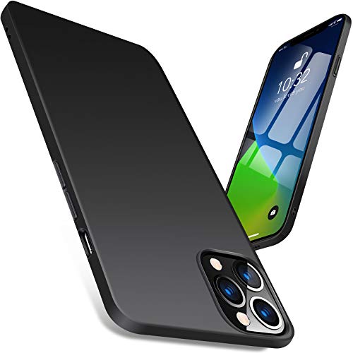 vau Slim Case kompatibel mit iPhone 12/12 Pro (6.1“) – Hülle hart dünn schwarz Handyhülle von vau