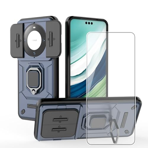 vbsyuwsa Handyhülle für Huawei Mate 60 Pro, [Hartes PC und weiches TPU][mit gehärtetem Glas-Screen-Schutz] Kompatibel mit Huawei Mate 60 Pro Hülle Case Handyhülle Schutzhülle ZDXTGX- Blue von vbsyuwsa