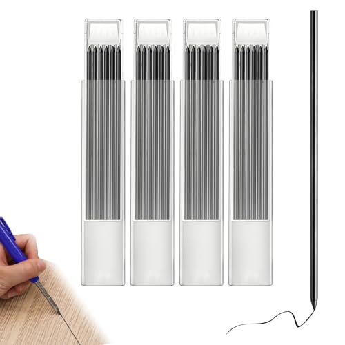 vcsjw 24 Stück Bleistiftminen 2.8mm Bleistiftminen für Tischler,Solide Bleistift Minen Ersatzminen für Architekt Zimmerei Skizzen Schreiben Tieflochmarker,Graphit Minen - Schwarz von vcsjw