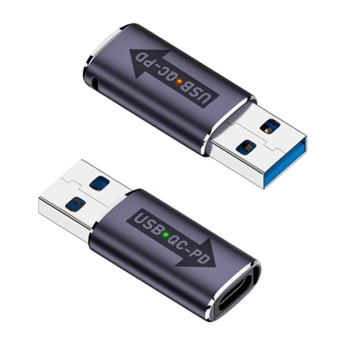 2-Teiliger QC-Zu-USB-C-PD-Adapter USB3.1 Stecker zu Typ C Buchse Schnellladeanschluss Legierung für USB-QC-Strom zum USB-C-PD-Funktion von vdha