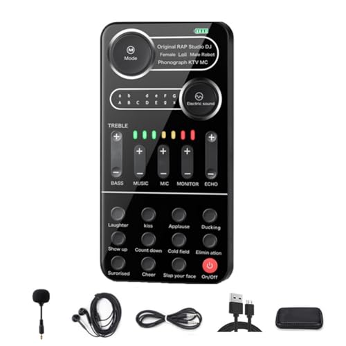 K9 Sprachverzerrer Komplettset Live-Soundkarte 12 Elektrische Töne Mikrofon Live-Übertragungssoundkarte für Telefon Computer PC, Strapazierfähig von vdha