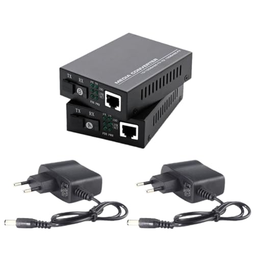 vdha 1 Paar Glasfaser-Transceiver 100 Mbit/S 20 Km Single-Mode-Single-Fiber-SC-Gigabit-Medienkonverter 1310/1550 Nm EU-Stecker von vdha