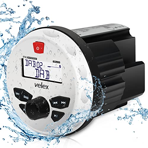 Wasserdicht Bluetooth Marine Stereo-Empfänger mit MP3 Player am DAB+/AM/FM Radio und USB für Streaming Musik auf Booten Golf Carts ATV und Spa (DAB+) White von velex