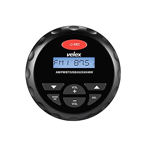 velex Wasserdichter Bluetooth-Marine-Digital-Media-Stereo-Receiver mit MP3-Player, AM-FM-Radio und USB zum Streamen von Musik auf Booten, Golfwagen, ATV, UTV und Spa-Whirlpools von velex