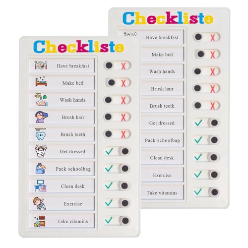 Checklist Board, Checklisten-Tafel Aufgabenliste zum Aufkleben, wiederverwendbares Memoboard für Kinder,Aufgabenplaner Kinder, Aufgabenliste für Kinder (Checkliste-2pcs) von vellichor