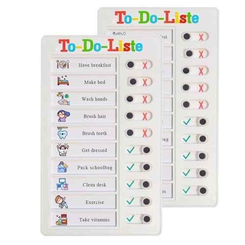 Checklist Board, Stick-On Task List, Reusable Memo Board for Children, Task Planner Children, Task List for Children (To-Do-Liste-2pcs) von vellichor