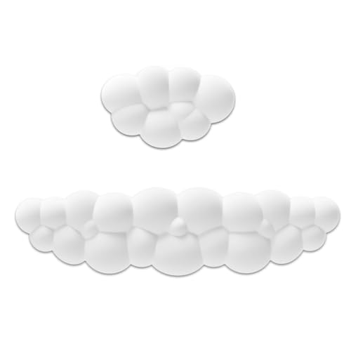veorly Cloud-Handgelenkauflagen-Pad-Set, Tastatur-Handgelenkauflage, Maus-Handgelenkauflage, Memory-Schaum, Handballenauflage für Tastatur und Maus, rutschfest, Weiß von veorly
