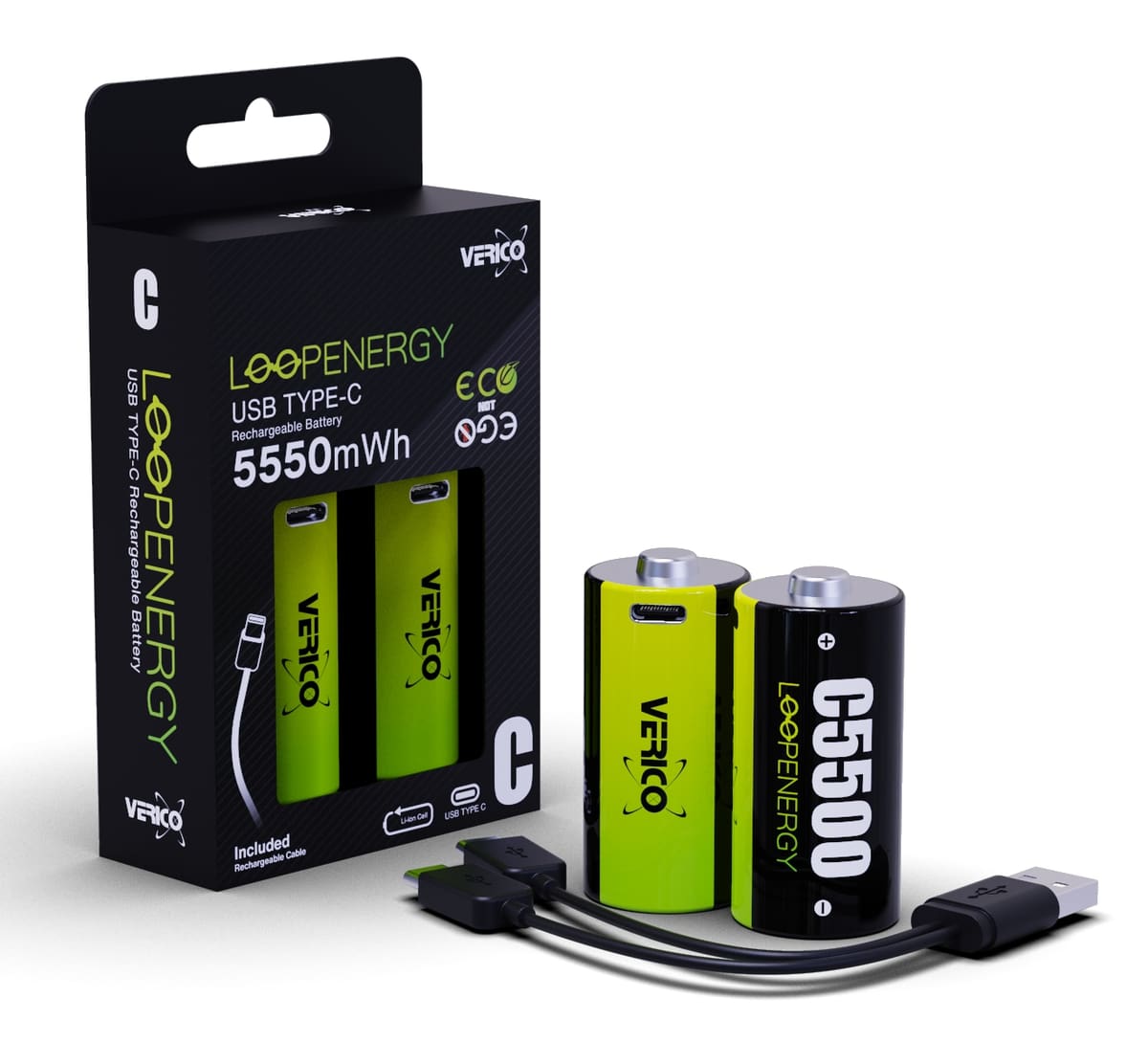 VERICO Li-Ion-Akku Loop Energy C Baby Akku 3.700 mAh, 2 Stück von verico