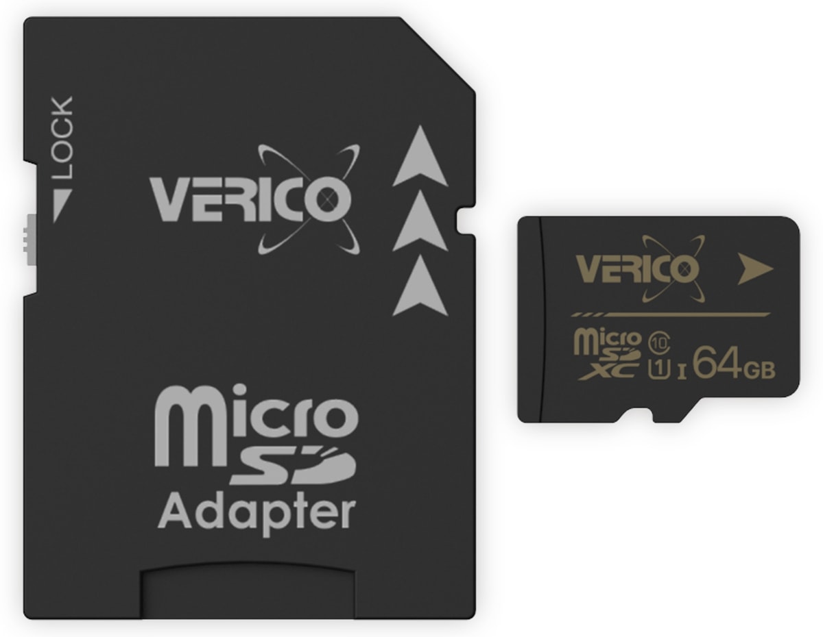 VERICO microSDXC Speicherkarte 64GB, Class 10, UHS-I, mit Adapter von verico