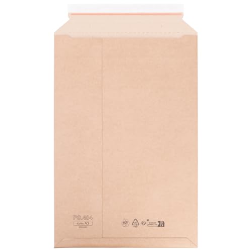 verpacking Wellpappversandtaschen Braun 330 x 490 mm für A3 [Grüße und Stückzahl wählbar] Kartonversandtasche Versandtasche Pappe selbstklebend Versandumschläge aus Wellpappe 500 Stück von verpacking