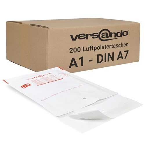 versando 200x A1 Luftpolsterumschläge Innenmaß 100 x 165 mm Außenmaß 120 x 175 mm weiß für DIN A7 von versando