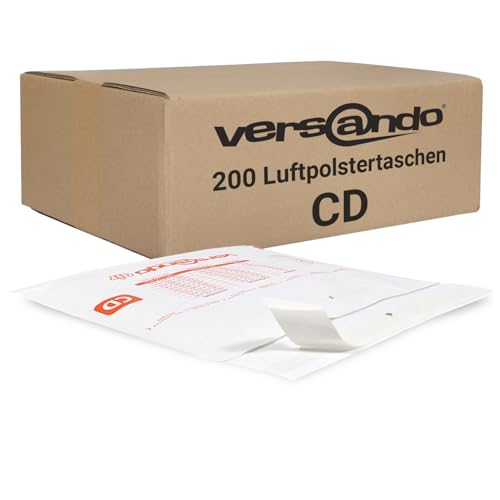 versando 200x CD Luftpolsterumschläge Innenmaß 180 x 165 mm Außenmaß 200 x 175 mm weiß für CD von versando