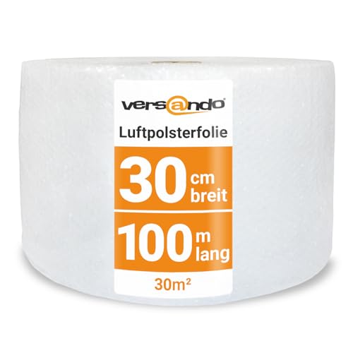 versando Premium Luftpolsterfolie 100m x 0,3m Versand, Verpackung, Umzug Noppenfolie Bubble Wrap LPF Rolle von versando