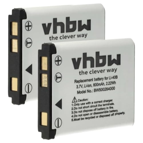 2 x vhbw Akku Set 500mAh kompatibel mit Kamera Medion Life P43001, P43008, P43080, P86121, P86123, P86124, P86276, P86295, P86308, P86350 von vhbw