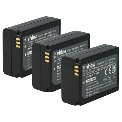 3 x vhbw Akku Set 800mAh kompatibel mit Kamera Samsung NX300, NX300M, NX2020, NX2030 Ersatz für ED-BP1130, BP1130, BP-1130 von vhbw