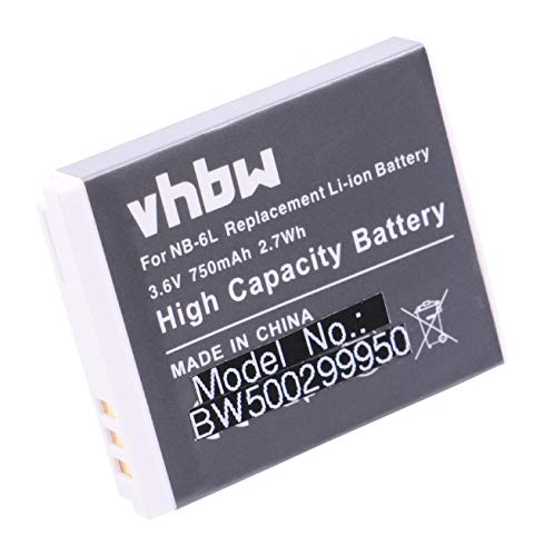vhbw 1x Akku Ersatz für Canon NB-6L, NB-6LH für Kamera (750 mAh, 3,6 V, Li-Ion) von vhbw