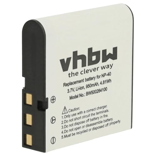 vhbw 1x Akku kompatibel mit Casio Exilim EX Serie FC100, Z1000, Z1050, Z100, P600, P700, Z1080, Z1200 Kamera (950 mAh, 3,6 V, Li-Ion) von vhbw