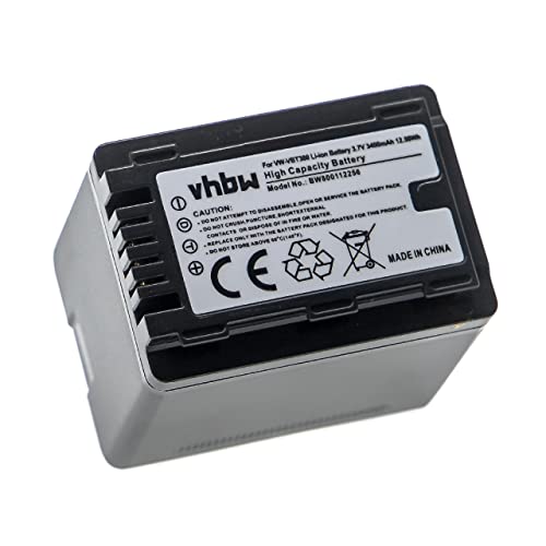 vhbw 1x Akku kompatibel mit Panasonic HC-V520MGK, HC-V520M, HC-V520GK Videokamera Camcorder (3400 mAh, 3,6 V, Li-Ion) + Infochip von vhbw