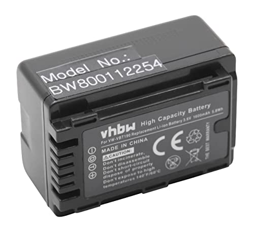 vhbw 1x Akku kompatibel mit Panasonic HC-V777, HC-V720MGK, HC-V720M Videokamera Camcorder (1600 mAh, 3,6 V, Li-Ion) + Infochip von vhbw
