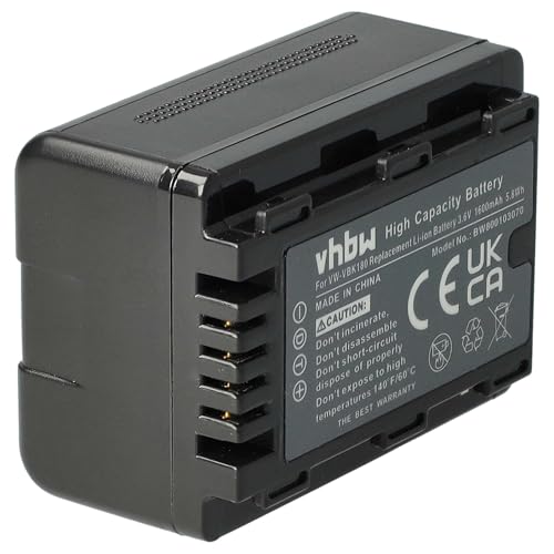 vhbw 1x Akku kompatibel mit Panasonic HC-W858, HC-W878, HC-V707EG-S Videokamera Camcorder (1600 mAh, 3,6 V, Li-Ion) + Infochip von vhbw