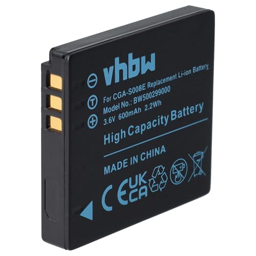 vhbw 1x Akku kompatibel mit Panasonic Lumix DMC-FS20, DMC-FS3, DMC-FX33, DMC-FX35, DMC-FS5, DMC-FX30 Kamera (600 mAh, 3,6 V, Li-Ion) von vhbw