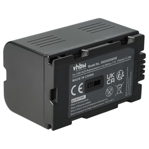 vhbw 1x Akku kompatibel mit Panasonic NV-MX1, NV-MX2, NV-MX30, NV-MX300, NV-MX350, NV-GX7 Videokamera Camcorder (1700mAh, 7,2V, Li-Ion) von vhbw