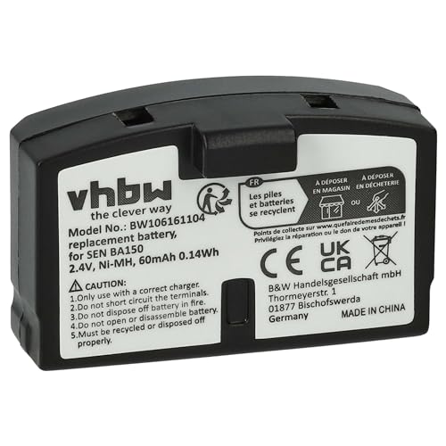 vhbw 1x Akku kompatibel mit Sennheiser A200, HDI 380, HDI 302, HDR6, HDR4, HDR30 Wireless Headset Kopfhörer (60 mAh, 2,4 V, NiMH) von vhbw