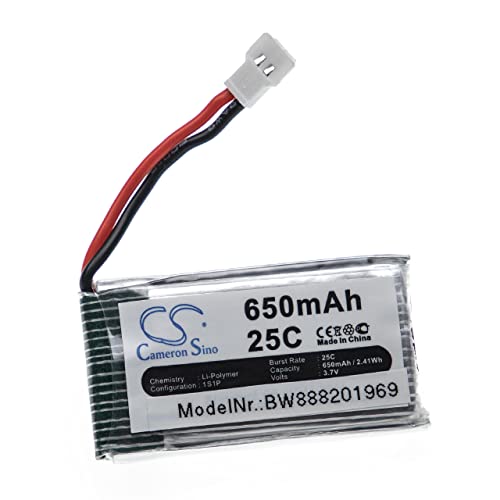 vhbw 1x Akku kompatibel mit Syma CX-30, F5C, V929 Drohne Multicopter Quadrocopter (650 mAh, 3,7 V, Li-Polymer) von vhbw
