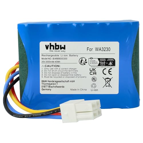 vhbw 1x Akku kompatibel mit Worx Landroid S700i 2018, S Basic, S700i Rasenmäher (2000mAh, 20V, Li-Ion) von vhbw