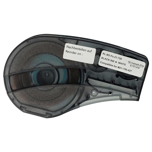 vhbw 1x Schriftband-Kassette kompatibel mit Brady M210, M210-LAB, M211 Etiketten-Drucker 19,05mm Schwarz auf Weiß, Vinyl von vhbw