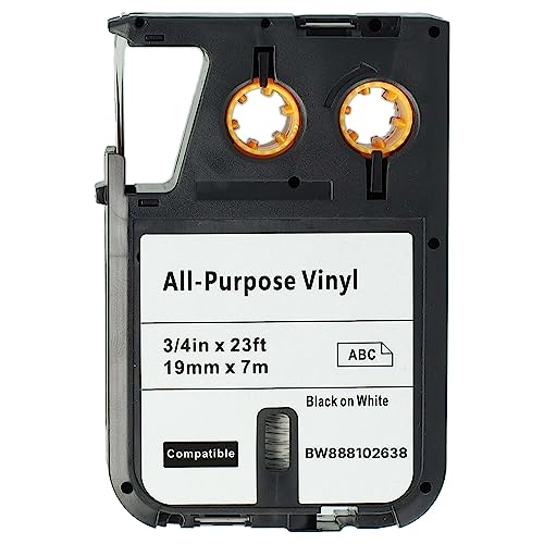 vhbw 1x Schriftband-Kassette kompatibel mit Dymo XTL 500 Series, 300 Series Etiketten-Drucker 19mm Schwarz auf Weiß, Vinyl von vhbw
