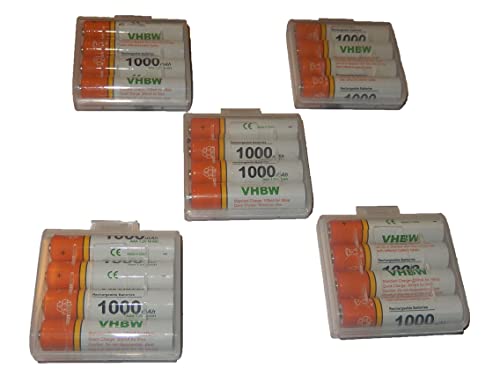 vhbw 20 x AAA, Micro, R3, HR03 Akku 1000mAh kompatibel mit Siemens Gigaset A510A, A510H, A510 Duo, A600A, A400, A420, A580, A585, A600, AS280 von vhbw