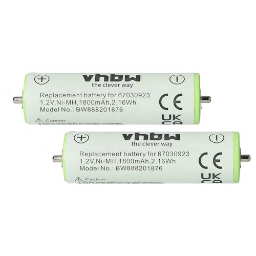 vhbw 2X Akku Ersatz für Braun 67030923, 7030923 für Rasierer Haarschneider (1800mAh, 1,2V, NiMH) von vhbw