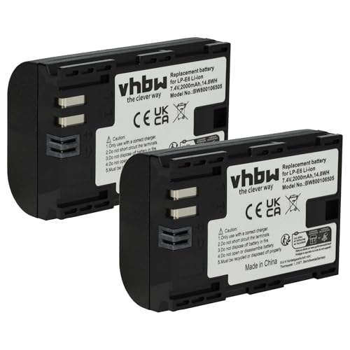 vhbw 2X Akku kompatibel mit Canon XC10, XC15 Kamera (2000 mAh, 7,2 V, Li-Ion), Infochip von vhbw