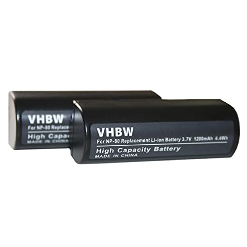 vhbw 2X Akku Ersatz für Fuji/Fujifilm NP-80, NP-80e für Kamera Digicam DSLR (1800mAh, 3,7V, Li-Ion) von vhbw
