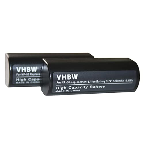 vhbw 2X Akku Ersatz für Fuji/Fujifilm NP-80, NP-80e für Kamera Digicam DSLR (1800mAh, 3,7V, Li-Ion) von vhbw