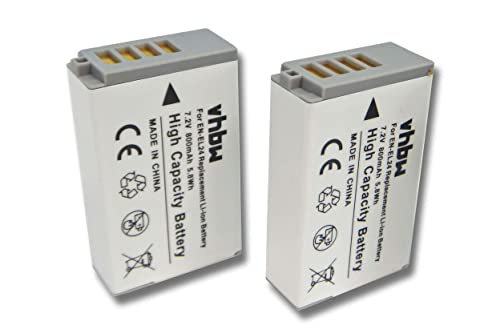 vhbw 2X Akku Ersatz für Nikon VFB11901, EN-EL24 für Kamera (800 mAh, 7,2 V, Li-Ion) von vhbw