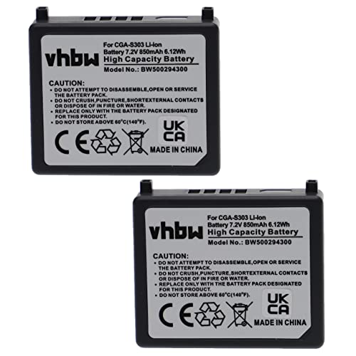 vhbw 2X Akku Ersatz für Panasonic CGA-S303, CGA-S303E für Videokamera Camcorder (850mAh, 7,2V, Li-Ion) von vhbw