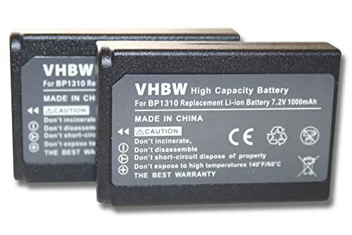 vhbw 2X Akku Ersatz für Samsung AD43-00192A, BP-1310, BP1310, ED-BP1310 für Kamera (1000 mAh, 7,2 V, Li-Ion) von vhbw