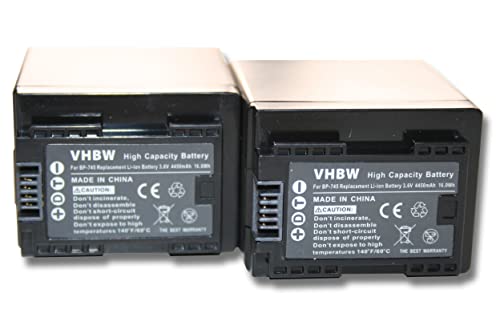 vhbw 2X Akku Set 4450mAh (3.6V) mit Infochip kompatibel mit Kamera Canon Legria HF M52, HF M56, HF M506, HF R38, HF R306, HF R46, HF R48 Ersatz für BP-727, BP-745. von vhbw