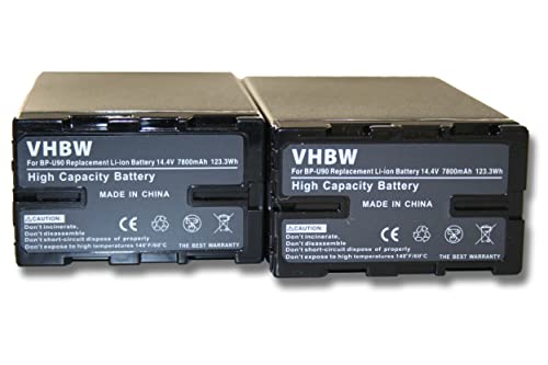 vhbw 2X Akku Set 7800mAh (14.8V) mit Infochip kompatibel mit Videokamera Sony PMW-EX1, PMW-EX3, PMW-F3, PMW-100, PMW-150, PMW-160, PMW-200 Ersatz für BP-U90, BP-U95 von vhbw