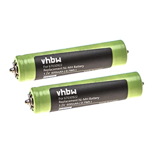 vhbw 2X Akku kompatibel mit Braun 170, 180, 1715, 1735, 1775, 1000, 10B, 150S-1 Rasierer Haarschneider (600mAh, 1,2V, NiMH) von vhbw